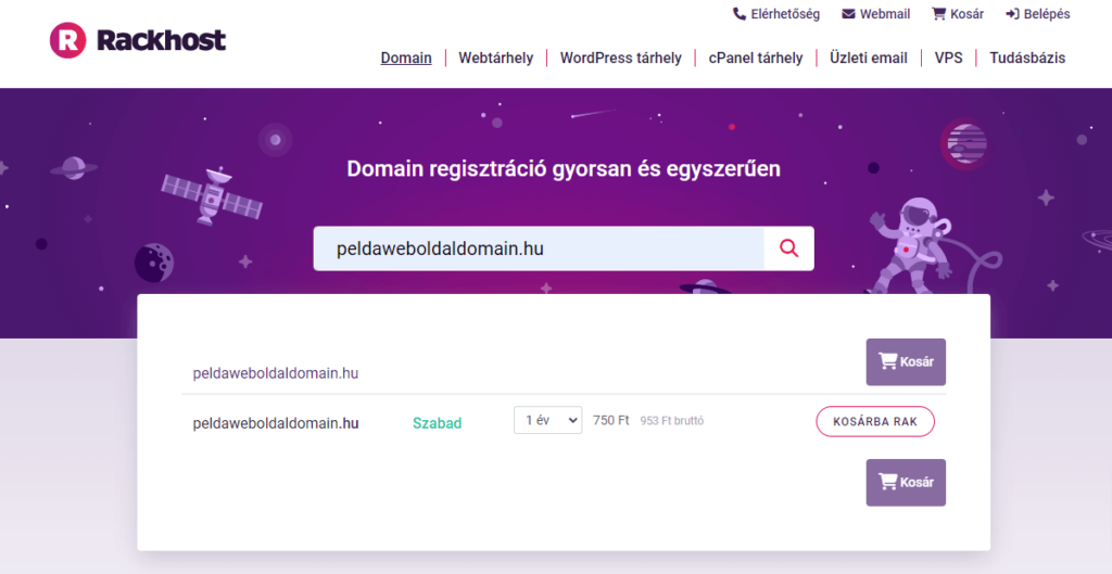 hu domain regisztráció
